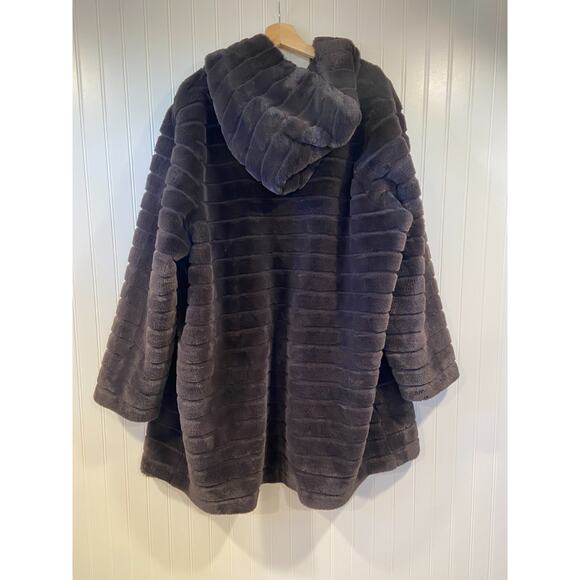 Rachel Zoe Coat Women's 3XL Faux Fur Coat, Dark Brown, Knee Length - Picture 5 of 5